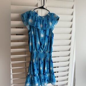 Ramy Brook Teal and Blue Ruffled Dress XS